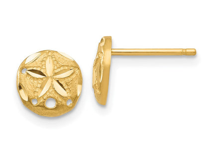 14K Diamond-cut Sand Dollar Earrings (Style TC767)