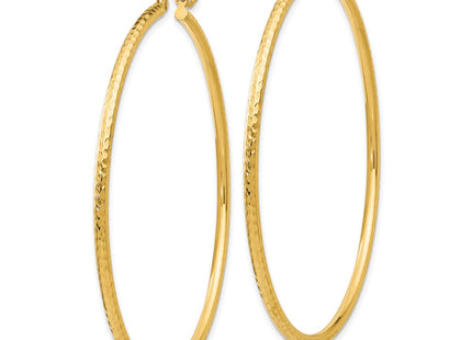 14k Diamond-cut Round Tube Hoop Earrings (Style TC768)
