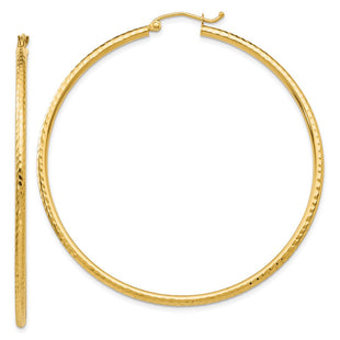 14k Diamond-cut Round Tube Hoop Earrings (Style TC768)