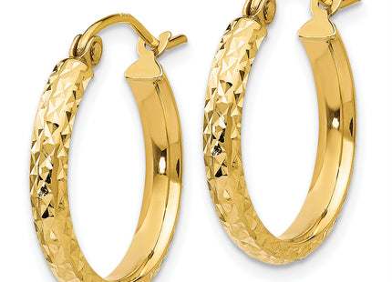 14K Diamond-cut 2. Hollow Hoop Earrings, 18 x 2.5mm