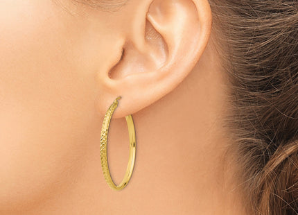 14K Diamond-cut 2. Hollow Hoop Earrings, 37 x 2.5mm