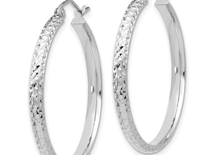 14K white gold hoop earrings, alternate view