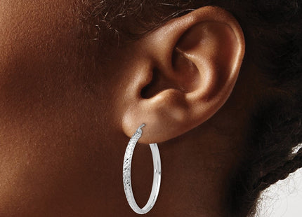 14K white gold hoop earrings, another view