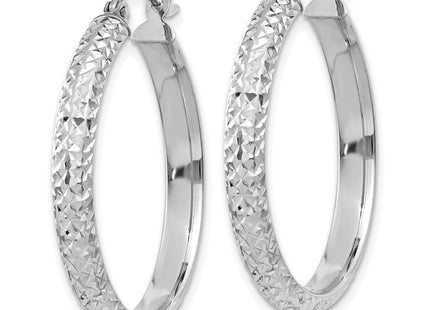 14K white gold hoop earrings, alternate view