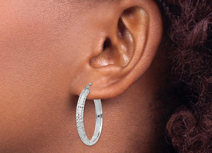 14K white gold hoop earrings, another view