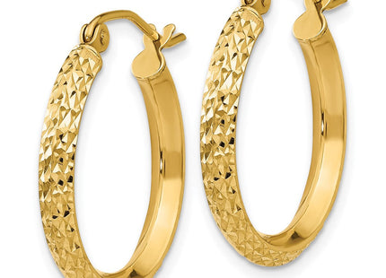 14K Knife Edge Diamond-cut 2. Hollow Hoop Earrings (Style TC818)