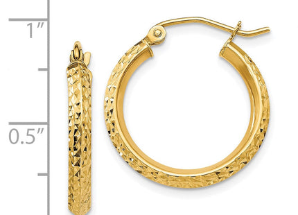 14K Knife Edge Diamond-cut 2. Hollow Hoop Earrings (Style TC818)