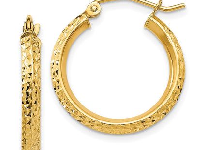 14K Knife Edge Diamond-cut 2. Hollow Hoop Earrings (Style TC818)