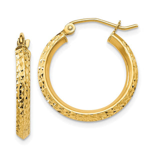 14K Knife Edge Diamond-cut 2. Hollow Hoop Earrings (Style TC818)