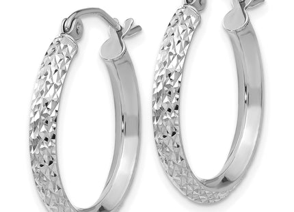 14K White Gold Knife Edge Diamond-cut 2. Hoop Earrings, 20 x 2.5mm