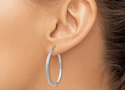 14K White Gold Knife Edge Diamond-cut 2. Hoop Earrings (Style TC828)
