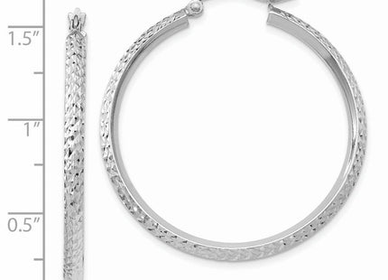 14K White Gold Knife Edge Diamond-cut 2. Hoop Earrings (Style TC828)