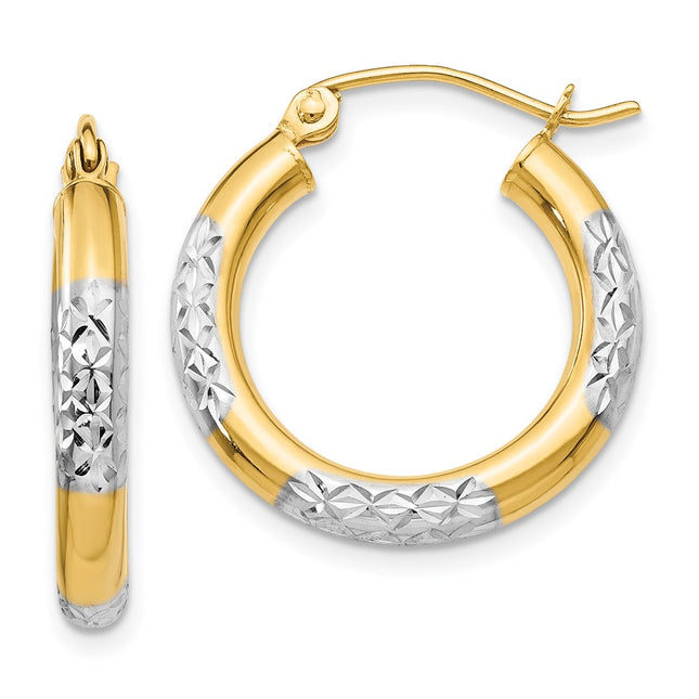 14k Yellow & Rhodium Earrings Style TC830 - Classique Jewelry Inc.