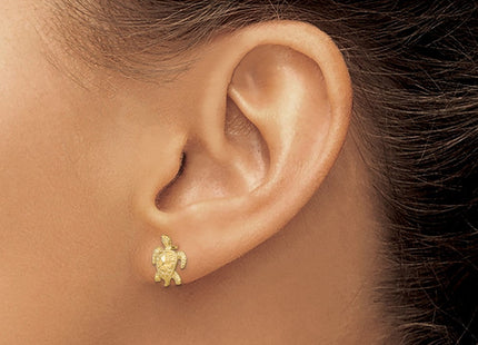 14k Polished Diamond-cut Sea Turtle Post Earrings (Style TC995)