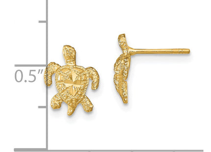 14k Polished Diamond-cut Sea Turtle Post Earrings (Style TC995)