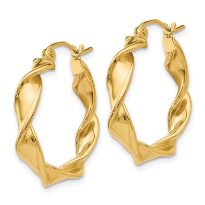 14K Twisted Hoop Earrings, 18 x 4mm