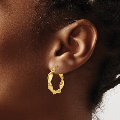 14K Twisted Hoop Earrings, 18 x 4mm