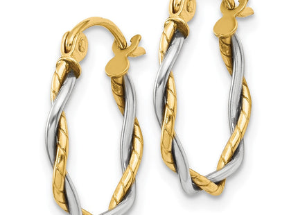 14k Two-tone Polished Twisted Hoop Earrings (Style TE228)