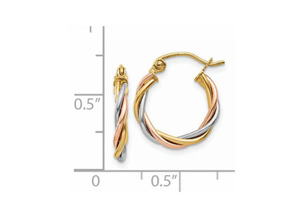 14k Tri-Color Earrings Style TE232 - Classique Jewelry Inc.