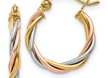 14k Tri-Color Earrings Style TE232 - Classique Jewelry Inc.
