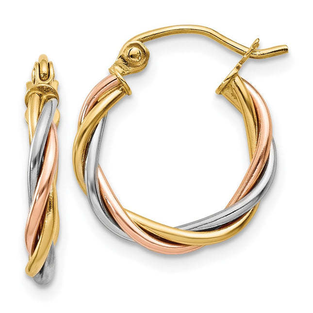 14k Tri-Color Earrings Style TE232 - Classique Jewelry Inc.