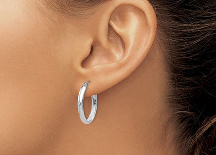 14k White Gold Polished Oval Hoop Earrings (Style TE267)