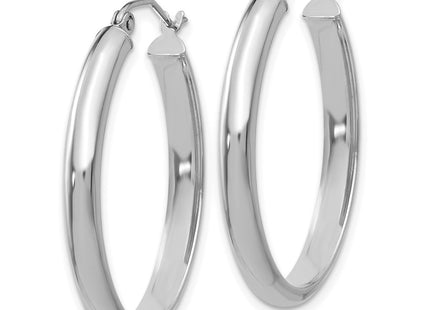 14K white gold oval hoop earrings, alternate view