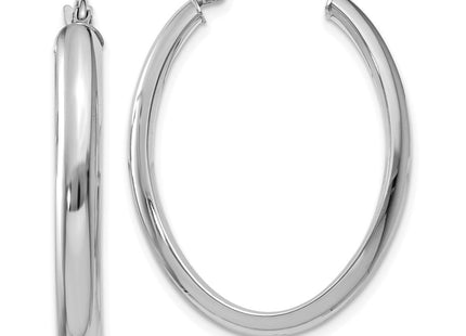 14K white gold oval hoop earrings