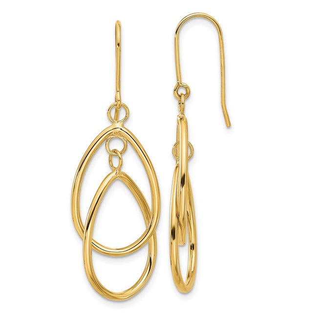 14K gold circle drop earrings, alternate view