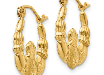 14k Polished and Satin Claddagh Hoop Earrings (Style TE419)