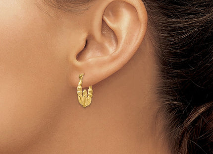 14k Polished and Satin Claddagh Hoop Earrings (Style TE419)