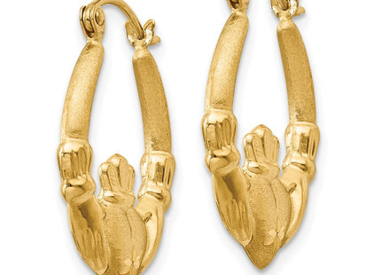 14K gold claddagh hoop earrings, alternate view