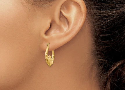 14K gold claddagh hoop earrings, another view