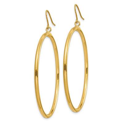 14K Tube Hoop Dangle Earrings, 40 x 2mm