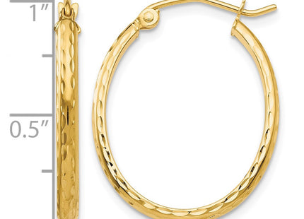 14K gold oval hoop earrings, further view