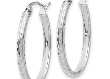 14K white gold oval hoop earrings, alternate view