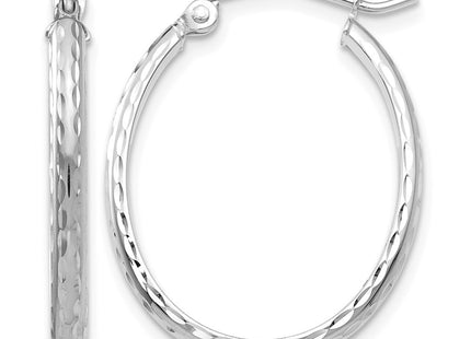 14K white gold oval hoop earrings