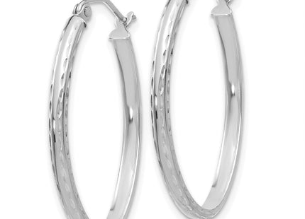 14K white gold oval hoop earrings, alternate view