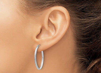 14K white gold oval hoop earrings, another view