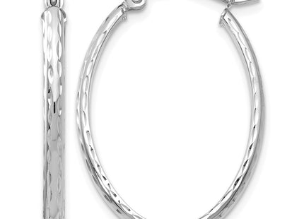 14K white gold oval hoop earrings