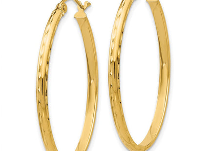 14k Lightweight Diamond-cut Oval Hoop Earrings (Style TE514)