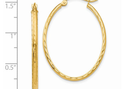 14k Lightweight Diamond-cut Oval Hoop Earrings (Style TE514)