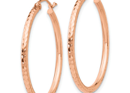 14k Rose Gold Diamond-cut Polished Hoop Earrings