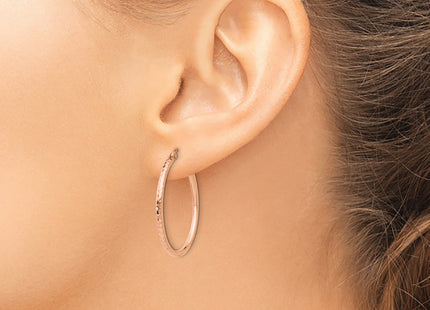14k Rose Gold Diamond-cut Polished Hoop Earrings