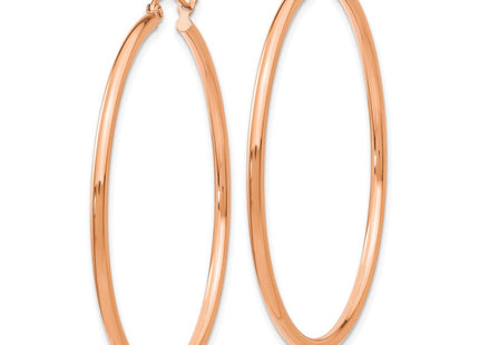 14k Rose Gold Polished Lightweight Tube Hoop Earrings (Style TE525)