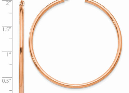 14k Rose Gold Polished Lightweight Tube Hoop Earrings (Style TE525)
