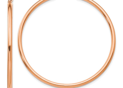 14k Rose Gold Polished Lightweight Tube Hoop Earrings (Style TE525)