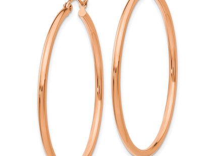 14k Rose Gold Polished Lightweight Tube Hoop Earrings (Style TE526)