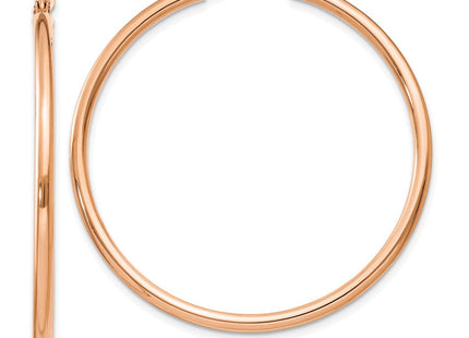 14k Rose Gold Polished Lightweight Tube Hoop Earrings (Style TE526)