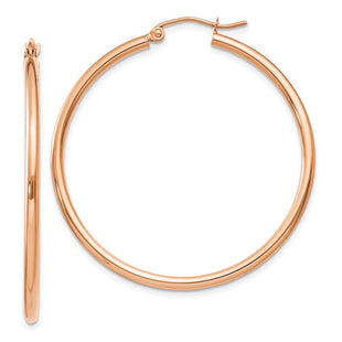 14k Rose Gold Polished Lightweight Tube Hoop Earrings (Style TE526)